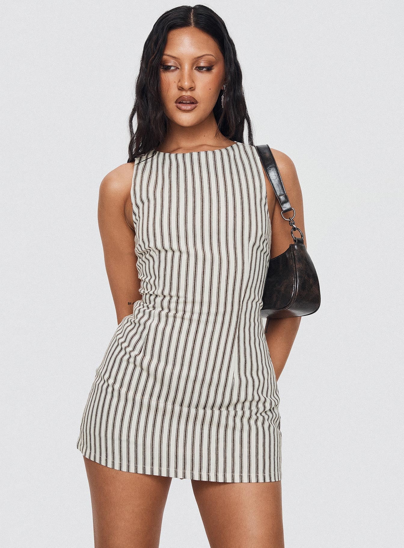 Yumiko Playsuit Brown Stripe Petite