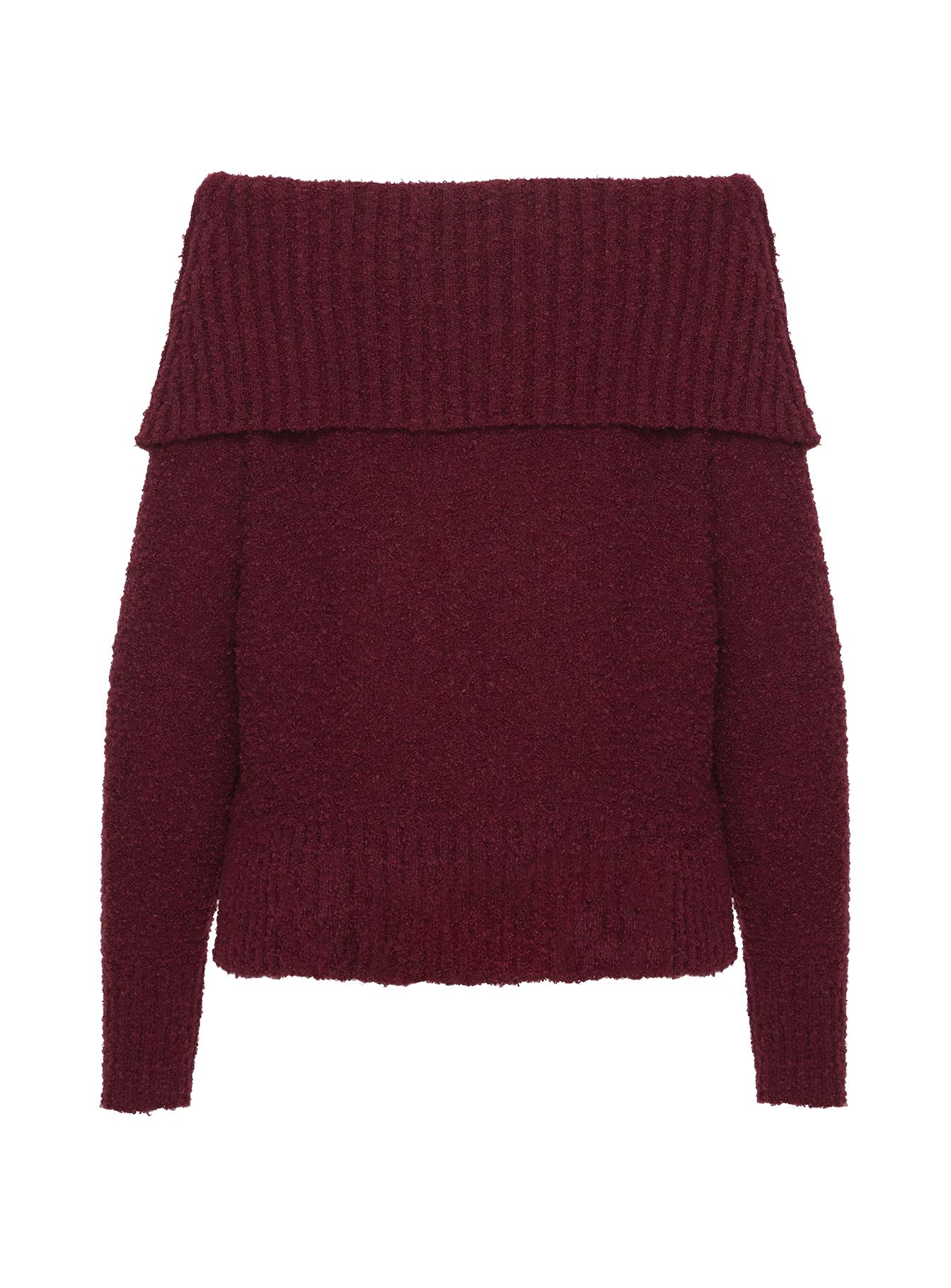 Parkley Boucle Off The Shoulder Jumper Burgundy