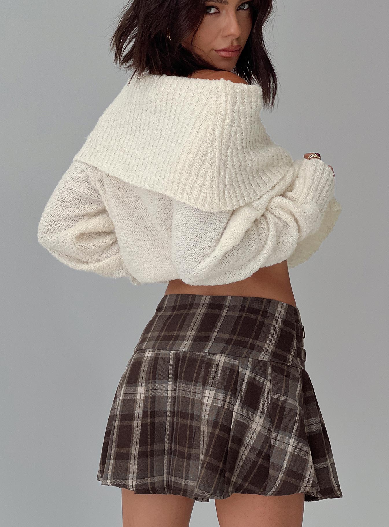 Parkley Boucle Off The Shoulder Jumper Cream