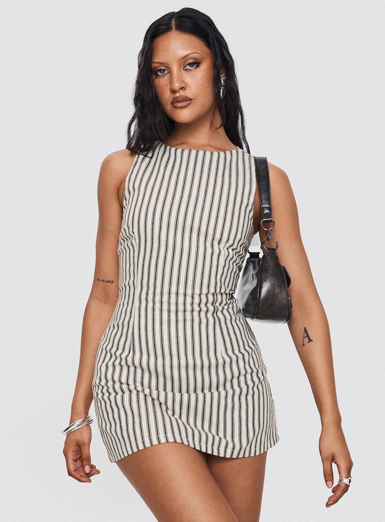 Yumiko Playsuit Brown Stripe