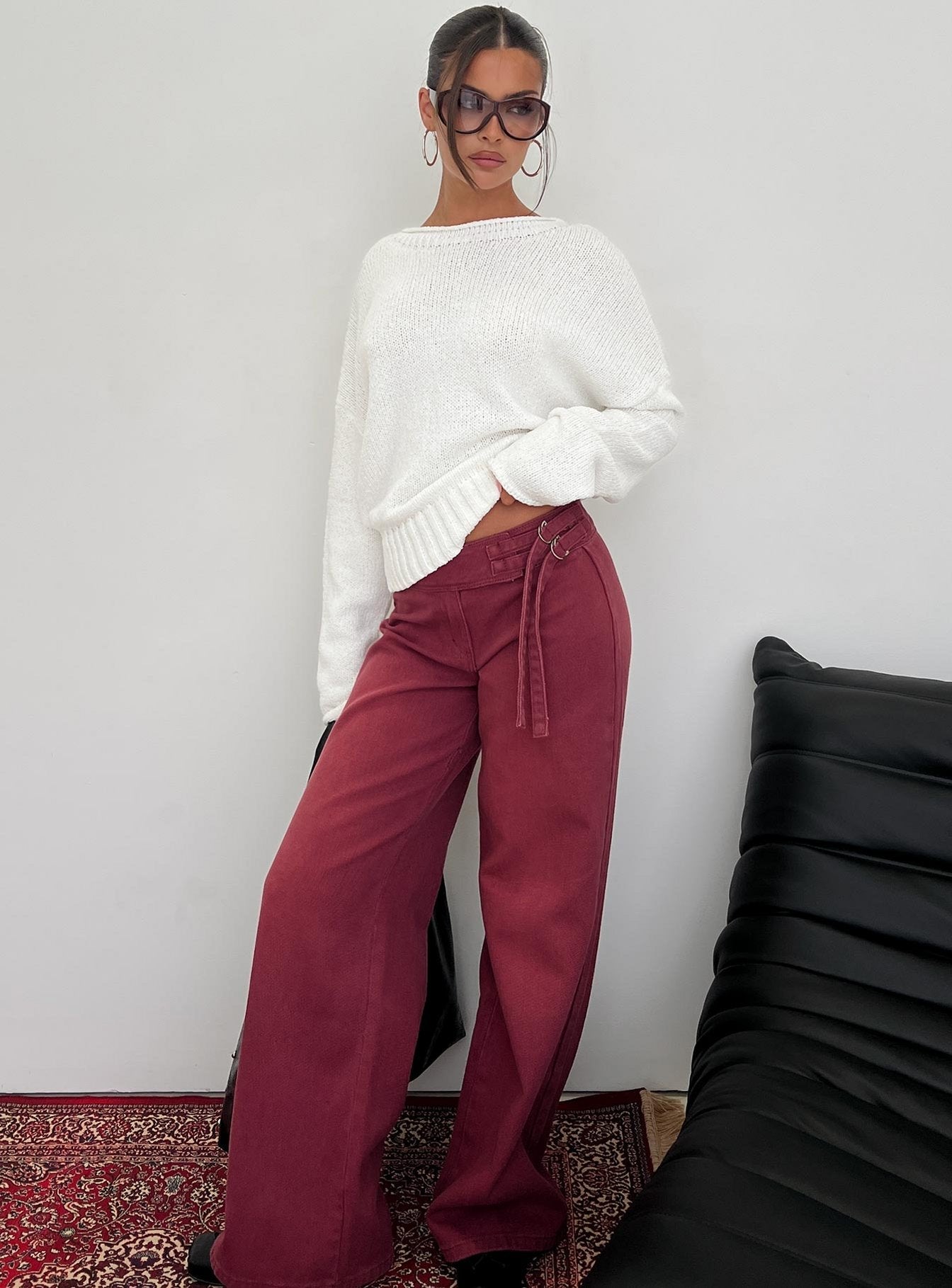 Reannon Wide Neck Knit Jumper White