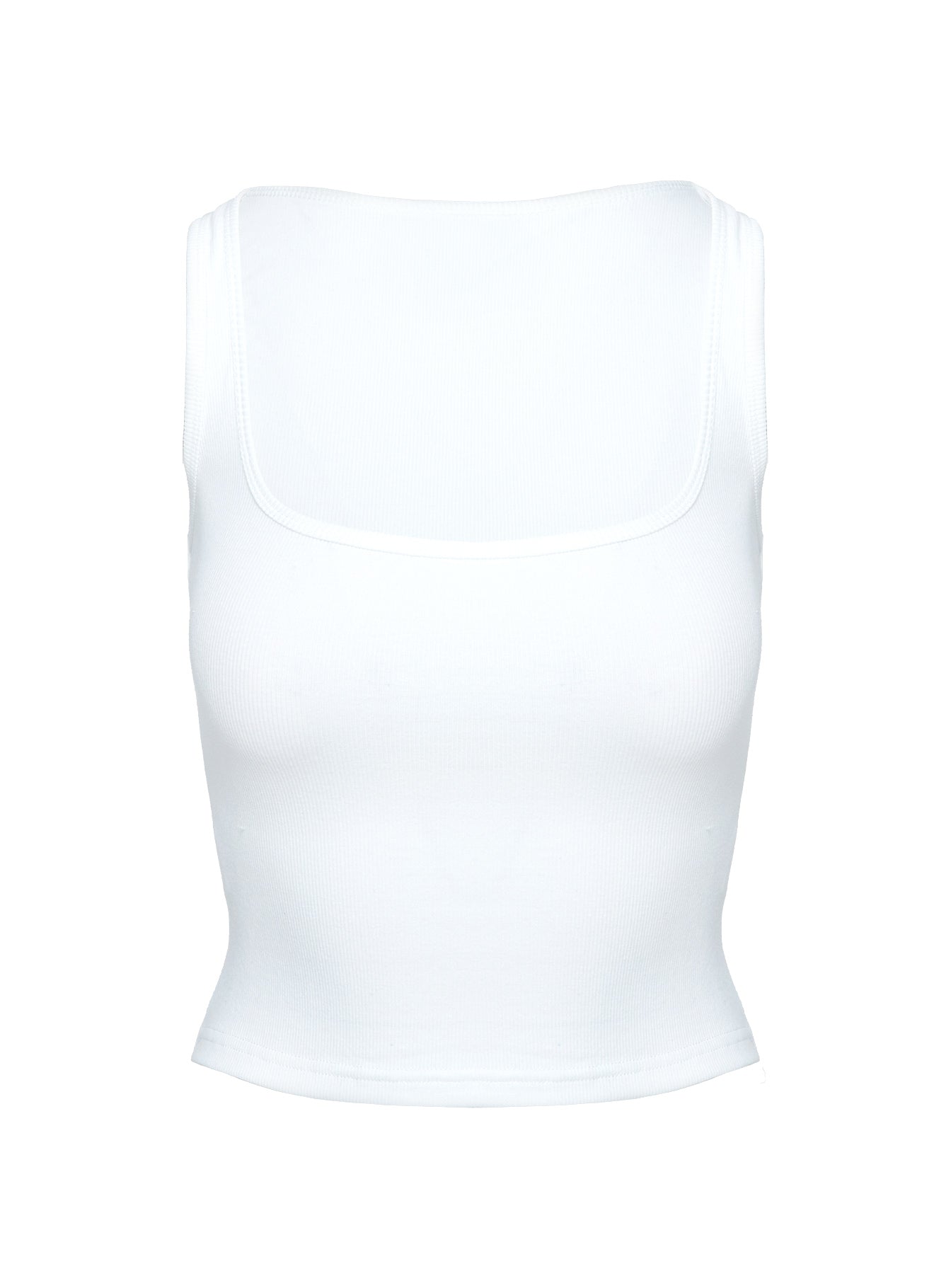 Baseline Square Neck Rib Vest Top White