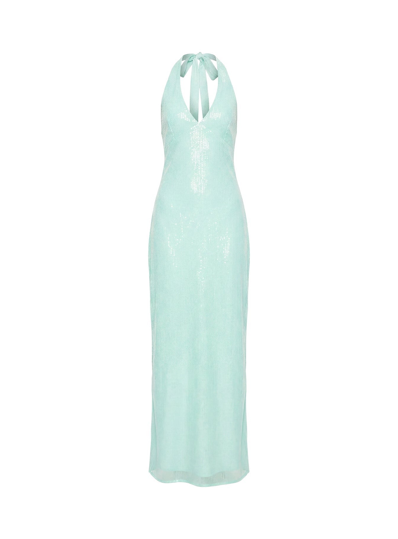 Isanna Halter Sequin Maxi Dress Jelly Mint