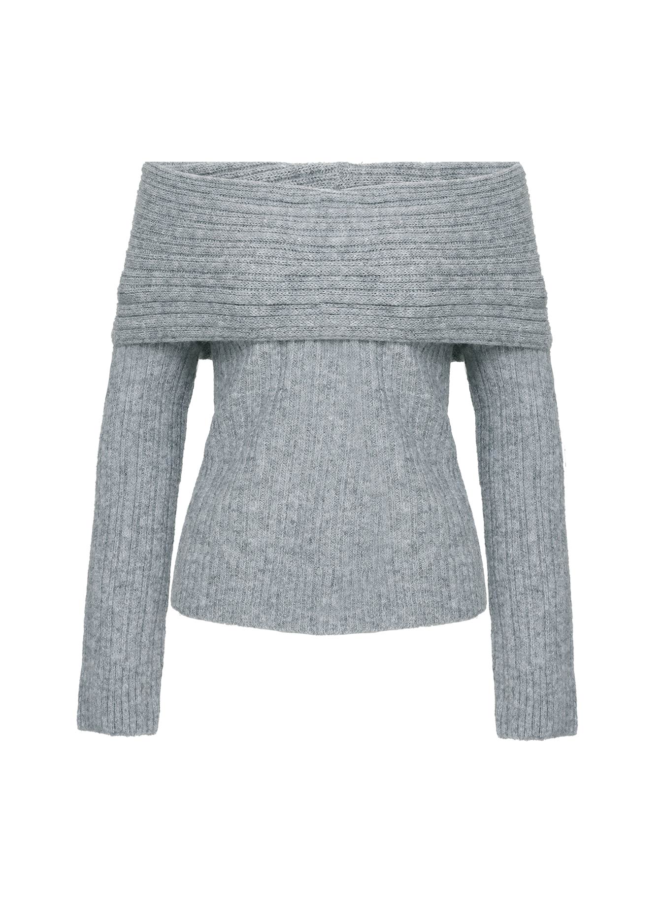 Snowie Off Shoulder Knit Jumper Grey