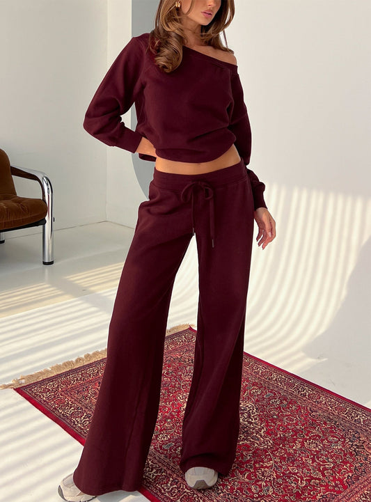 Dodie Wide Leg Trousers Washed Currant