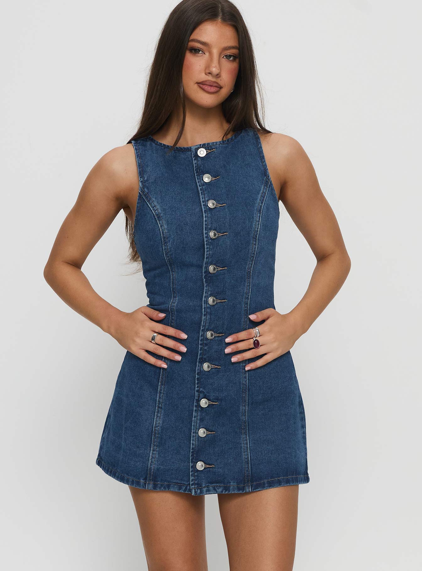 Yumiko Denim Playsuit Mid Wash