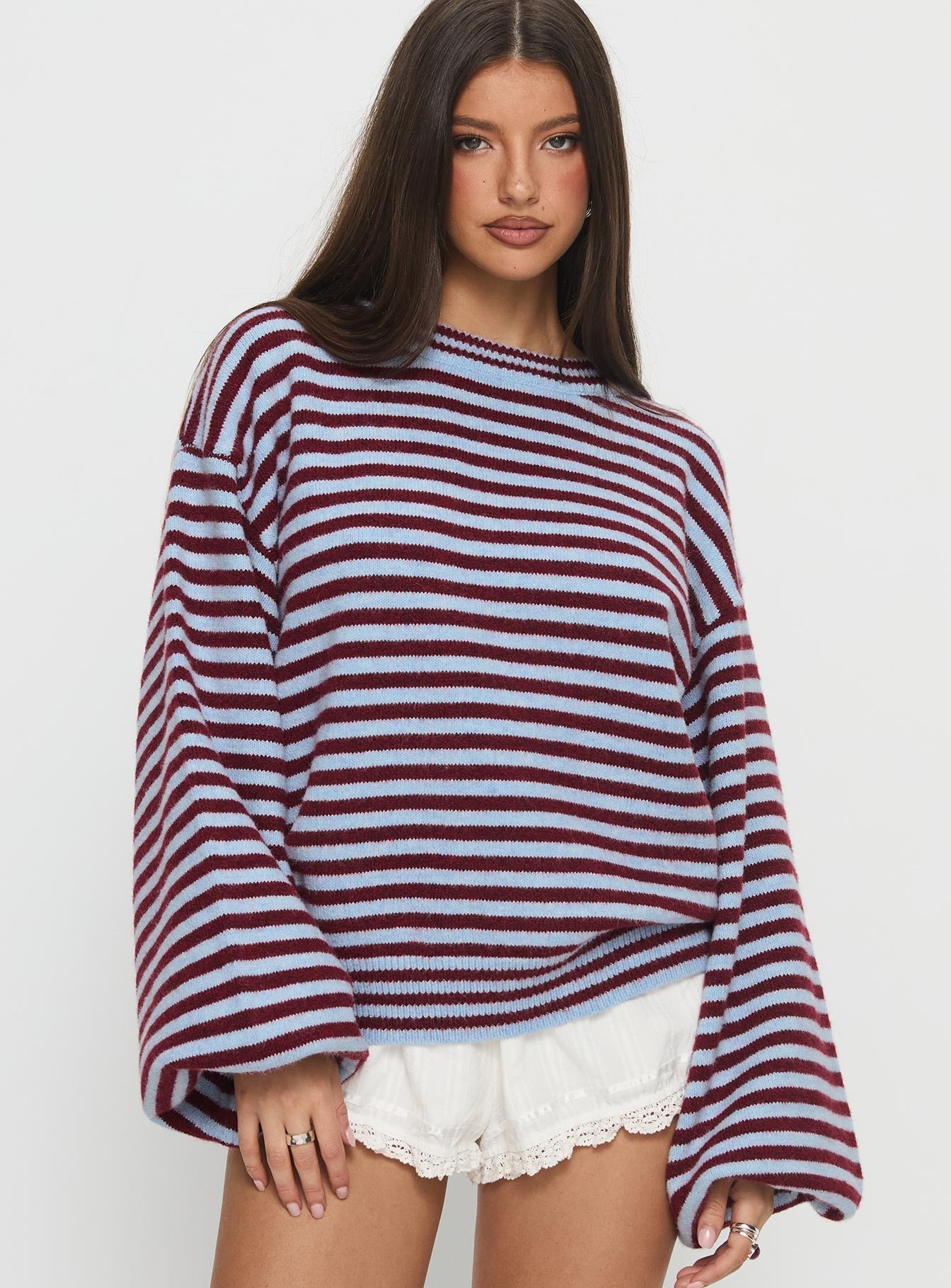 Winter Stroll Knit Jumper Blue Stripe