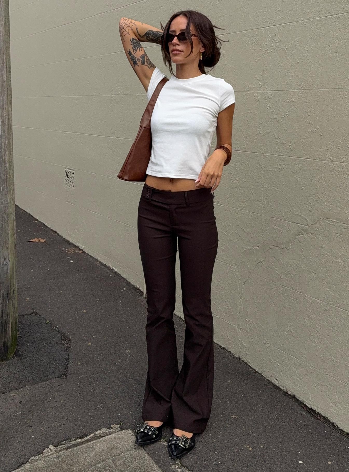 Kinkirk Flared Trousers Chocolate Petite