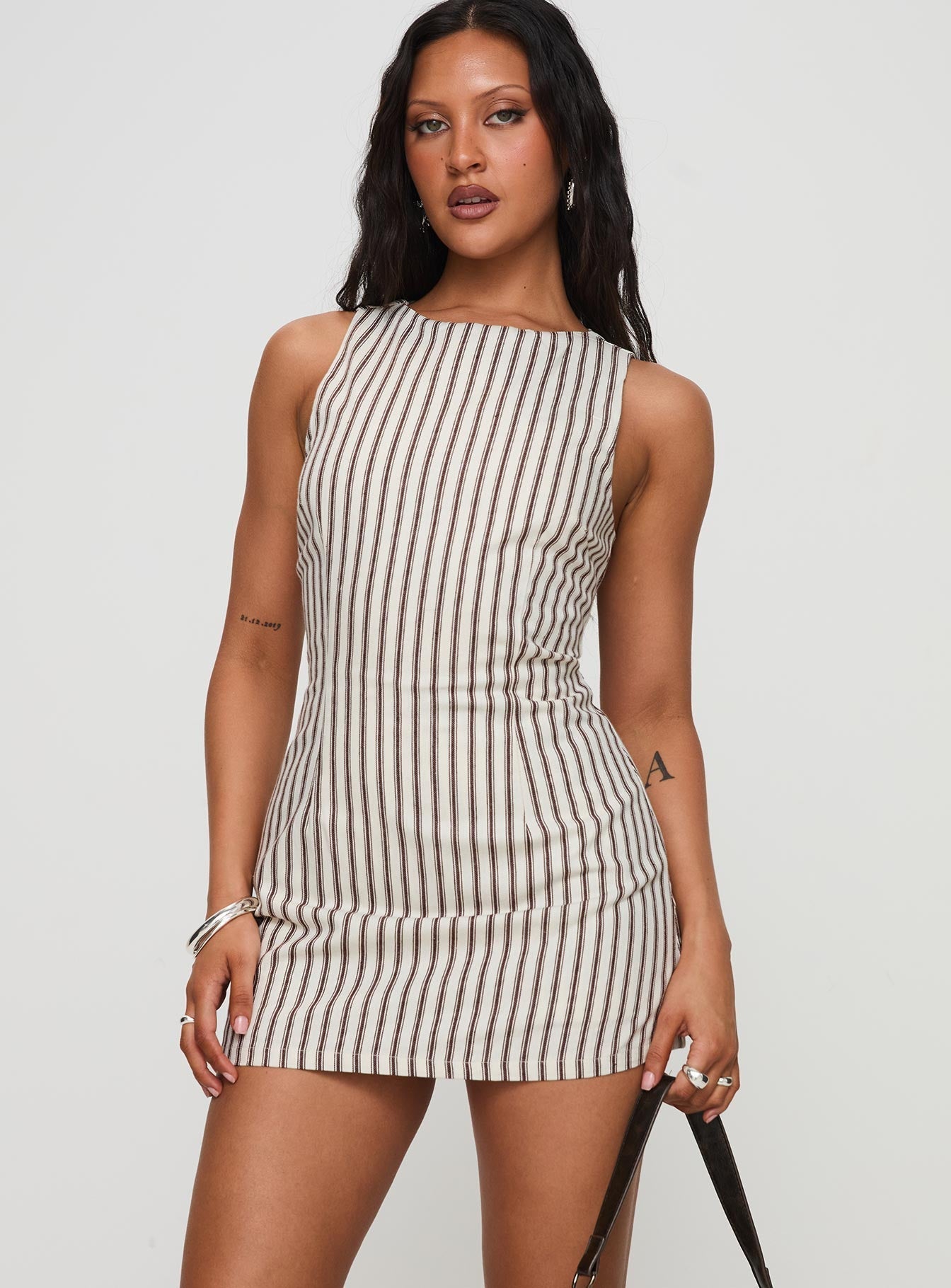 Yumiko Playsuit Brown Stripe Petite