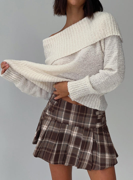 Parkley Boucle Off The Shoulder Jumper Cream