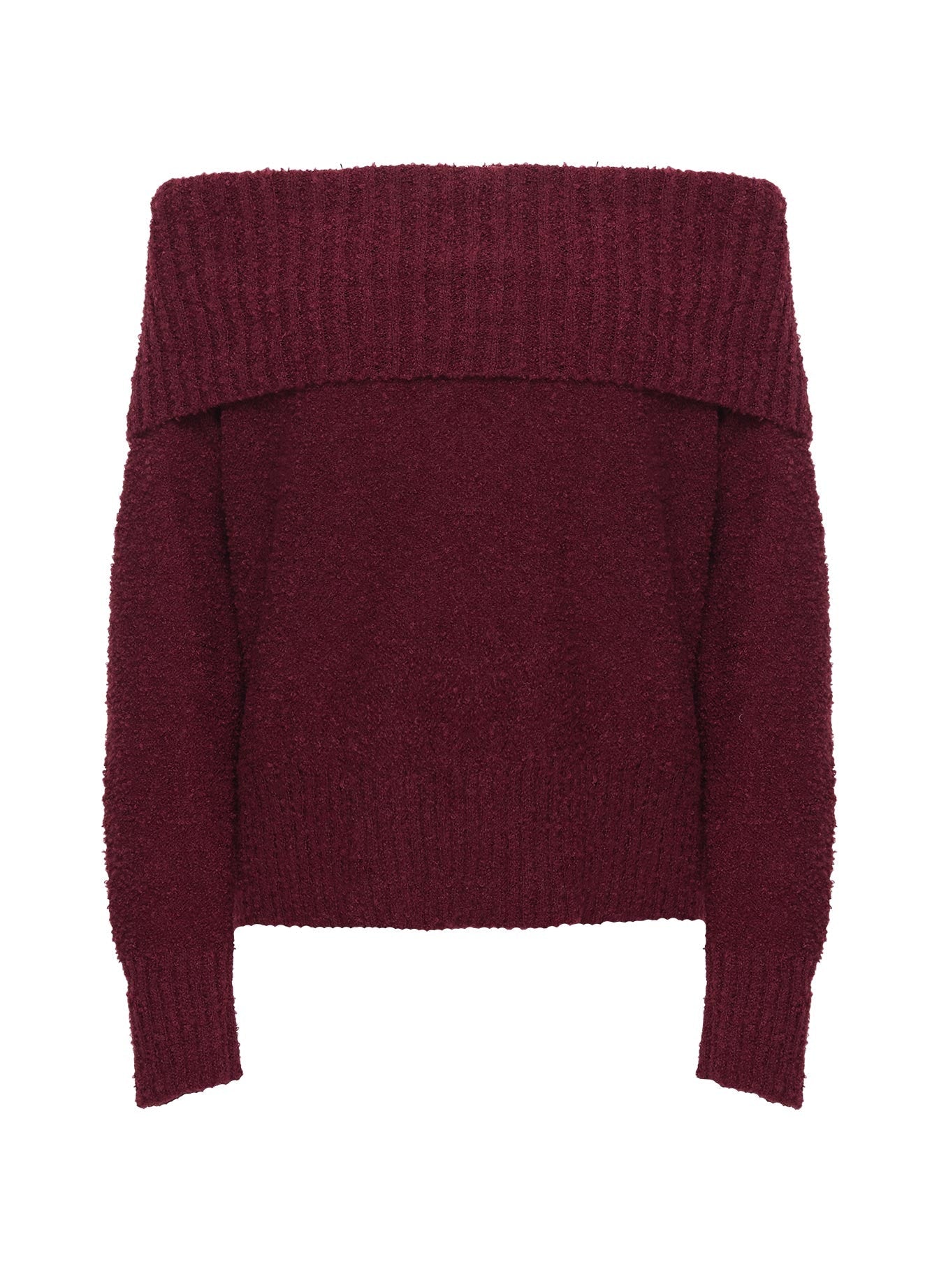 Parkley Boucle Off The Shoulder Jumper Burgundy