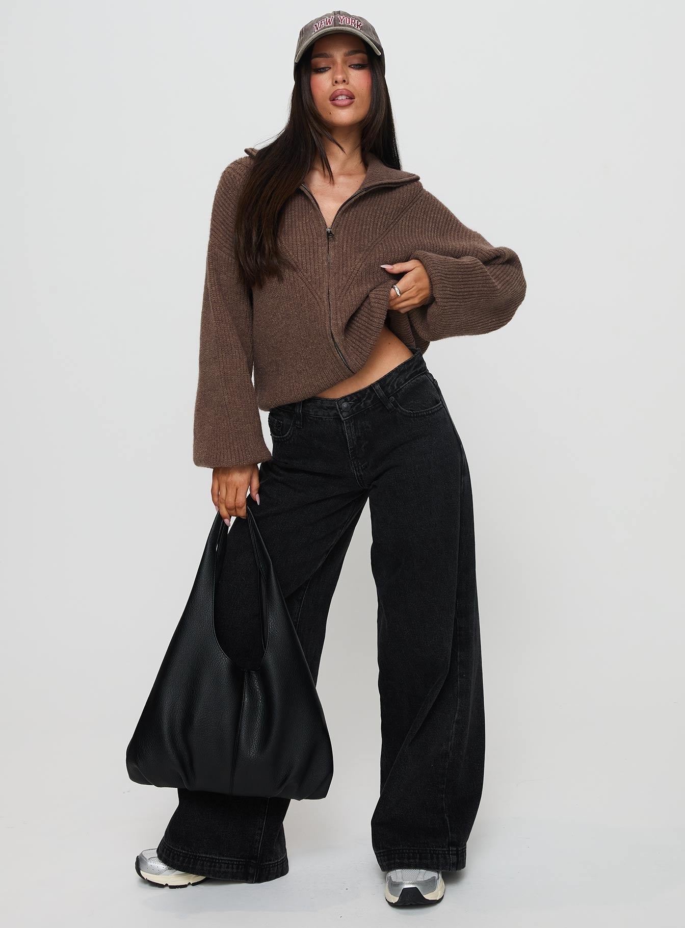 Hertford Zip Through Knit Jumper Brown