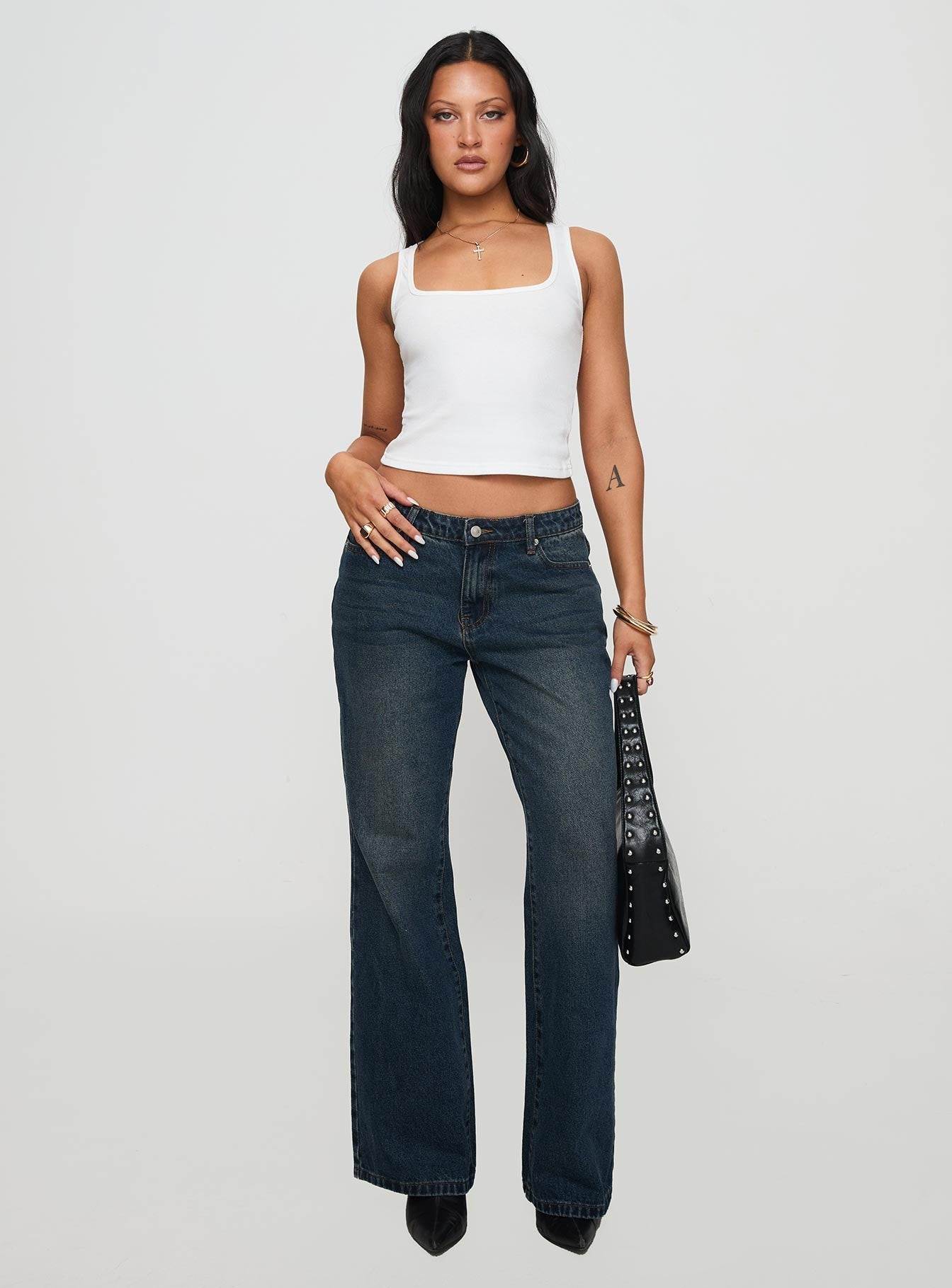 Baseline Square Neck Rib Vest Top White