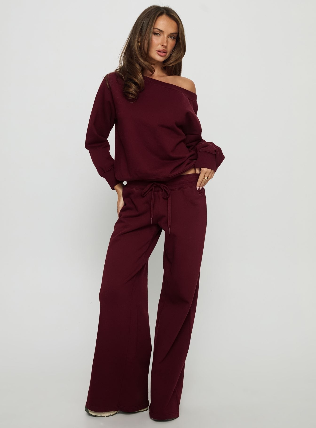 Dodie Wide Leg Trousers Washed Currant