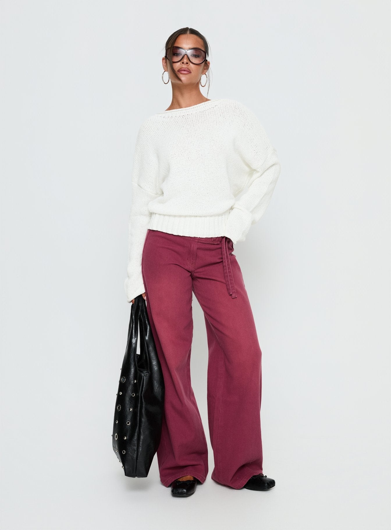 Reannon Wide Neck Knit Jumper White