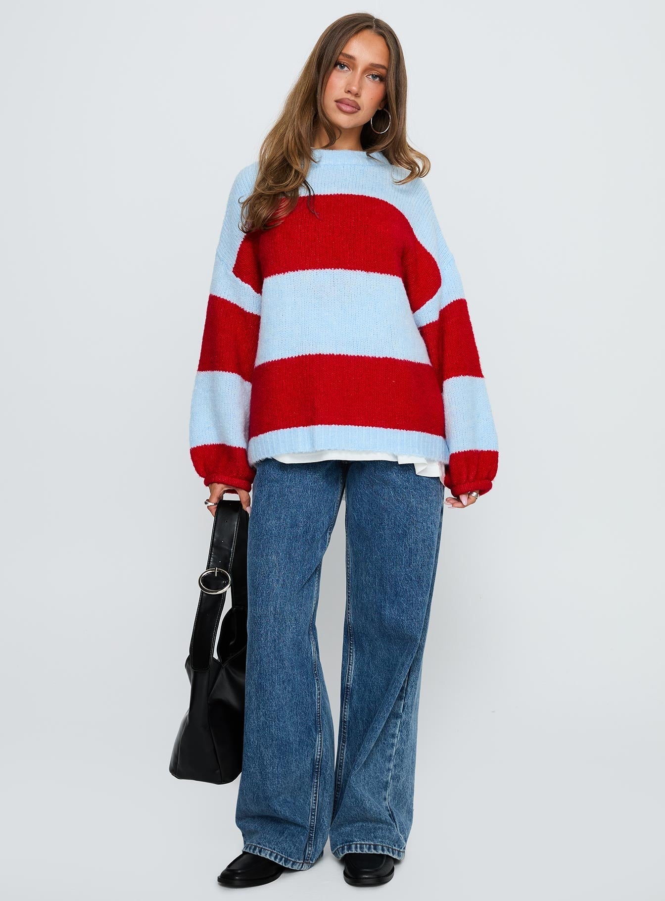 Bastien Crew Neck Knit Jumper Blue / Red