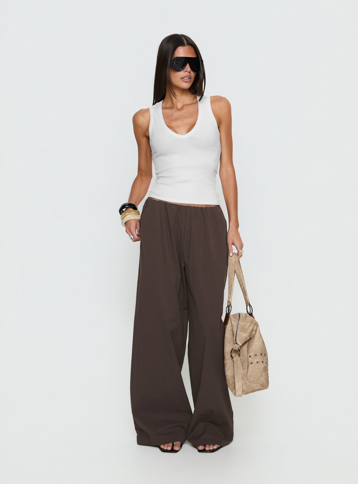 Lunea Concealed Waistband Trousers Brown