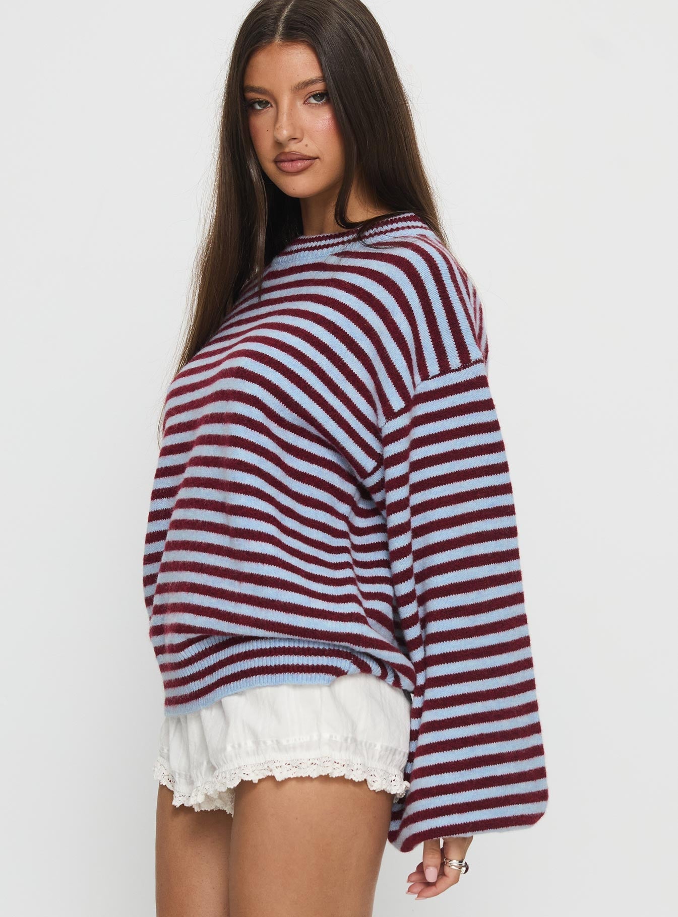 Winter Stroll Knit Jumper Blue Stripe