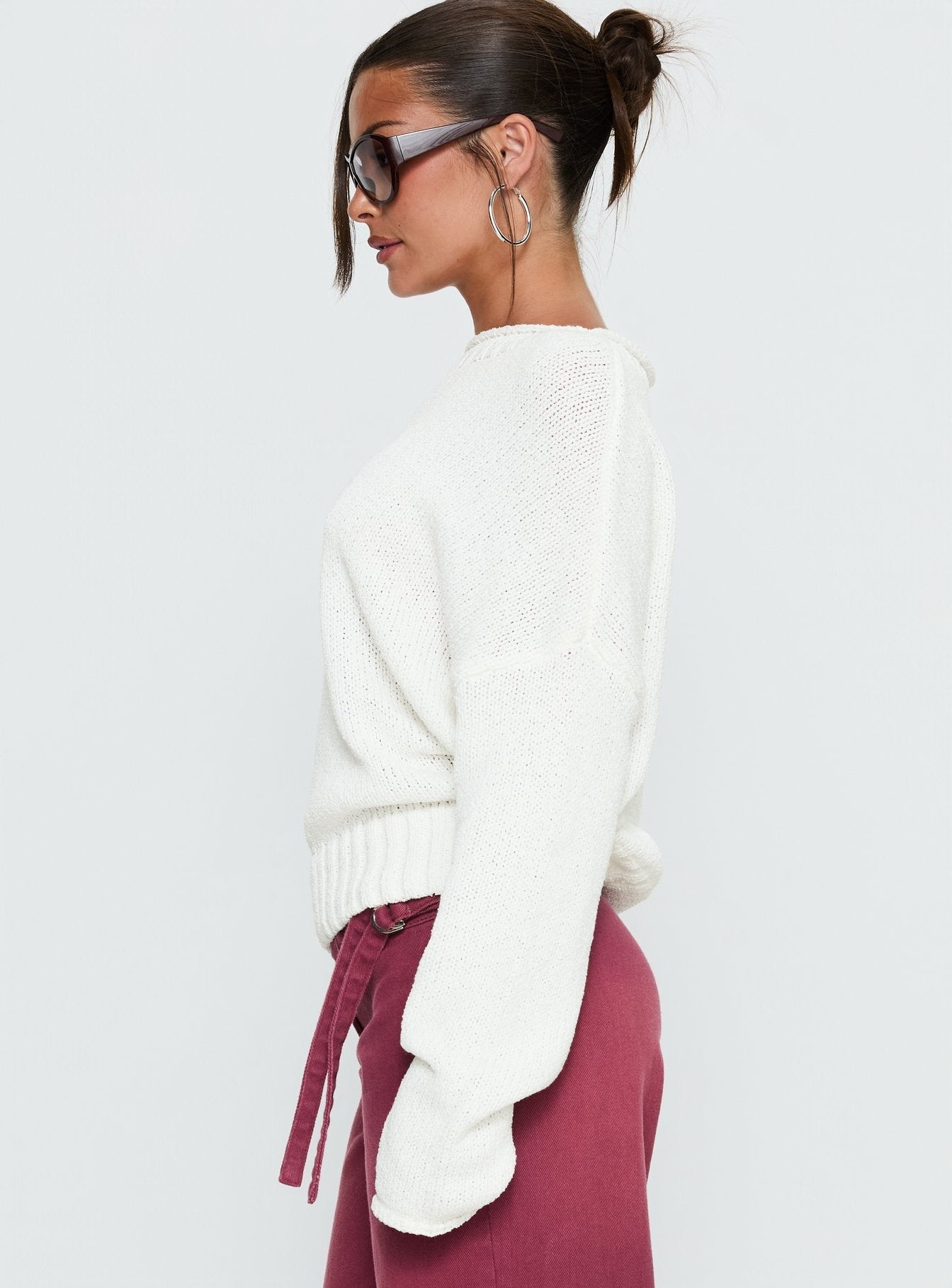 Reannon Wide Neck Knit Jumper White