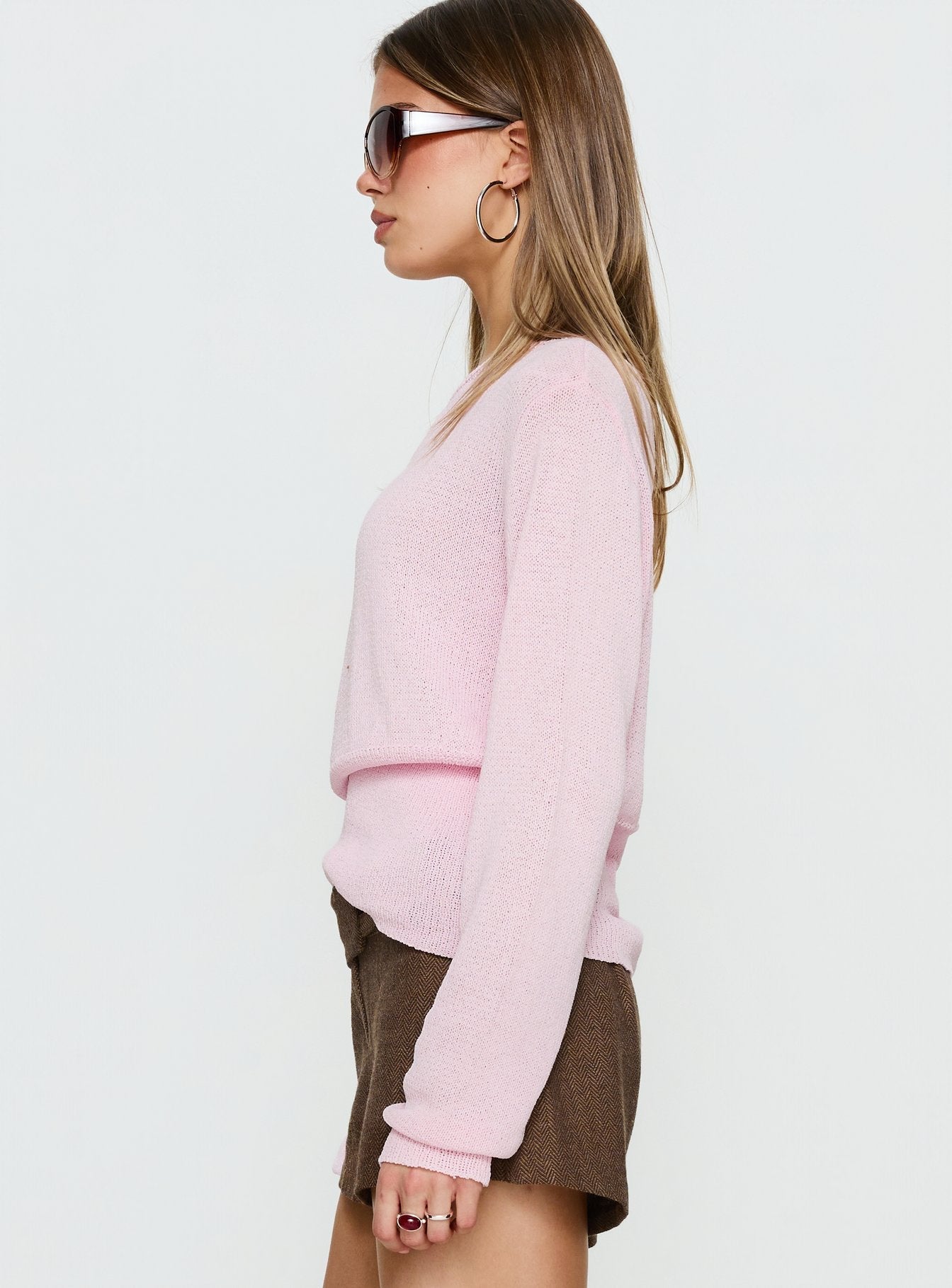 Xaria Off Shoulder Knit Jumper Pink