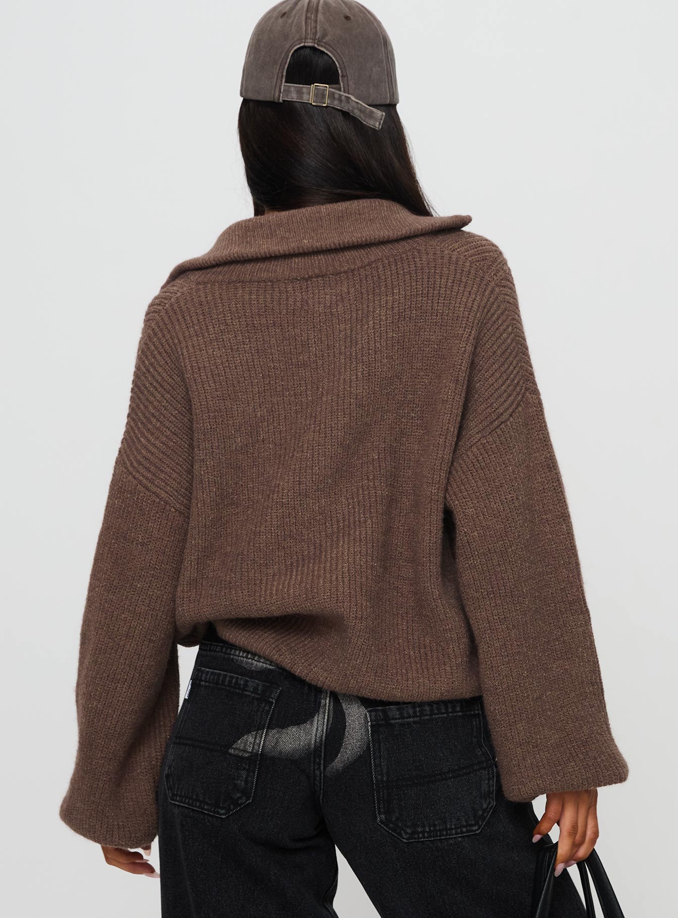 Hertford Zip Through Knit Jumper Brown