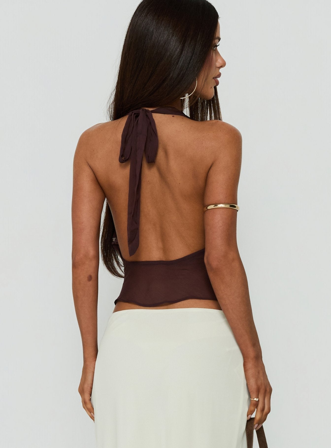 Ladylike Halter Panel Top Brown