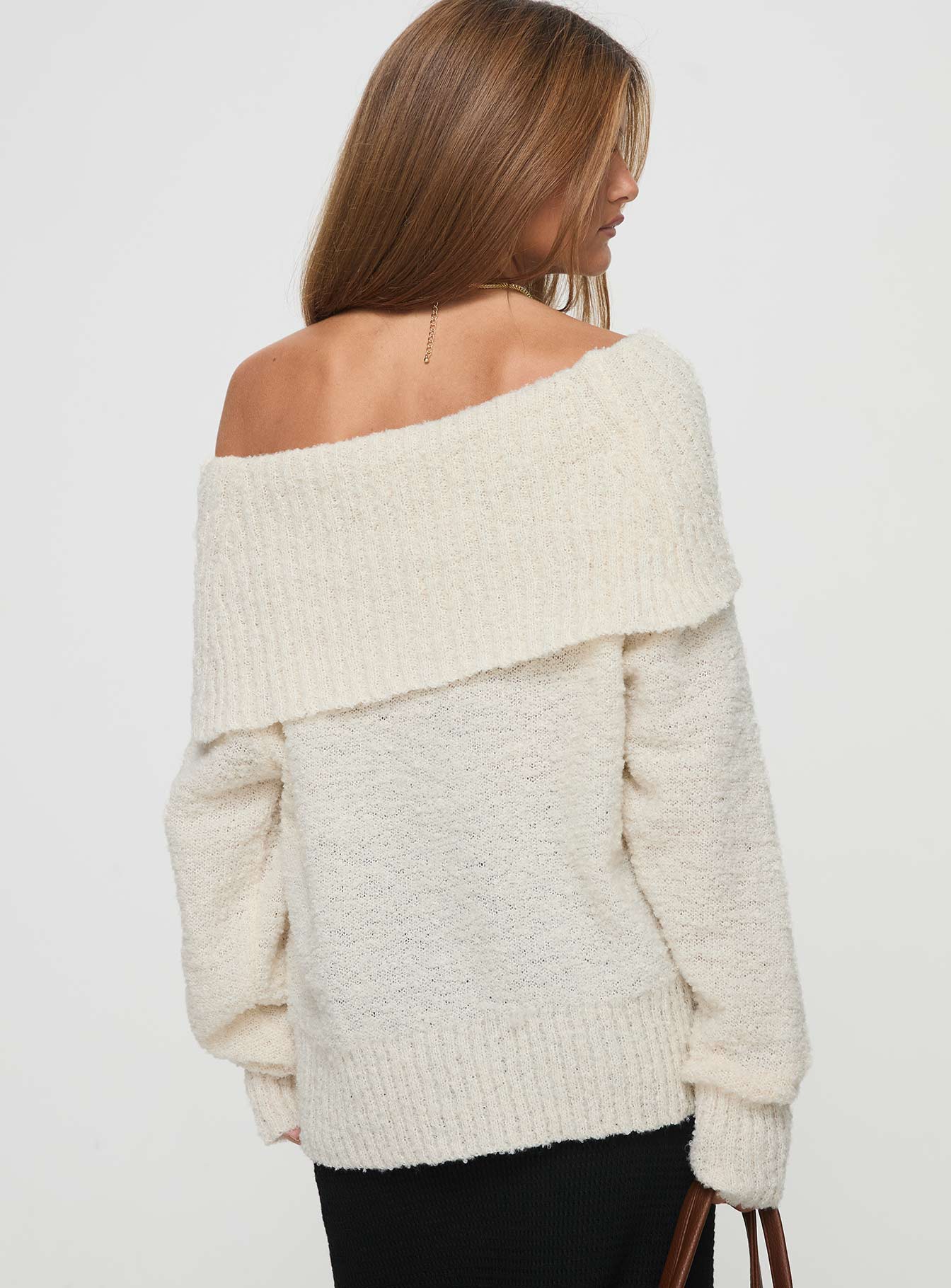 Parkley Boucle Off The Shoulder Jumper Cream