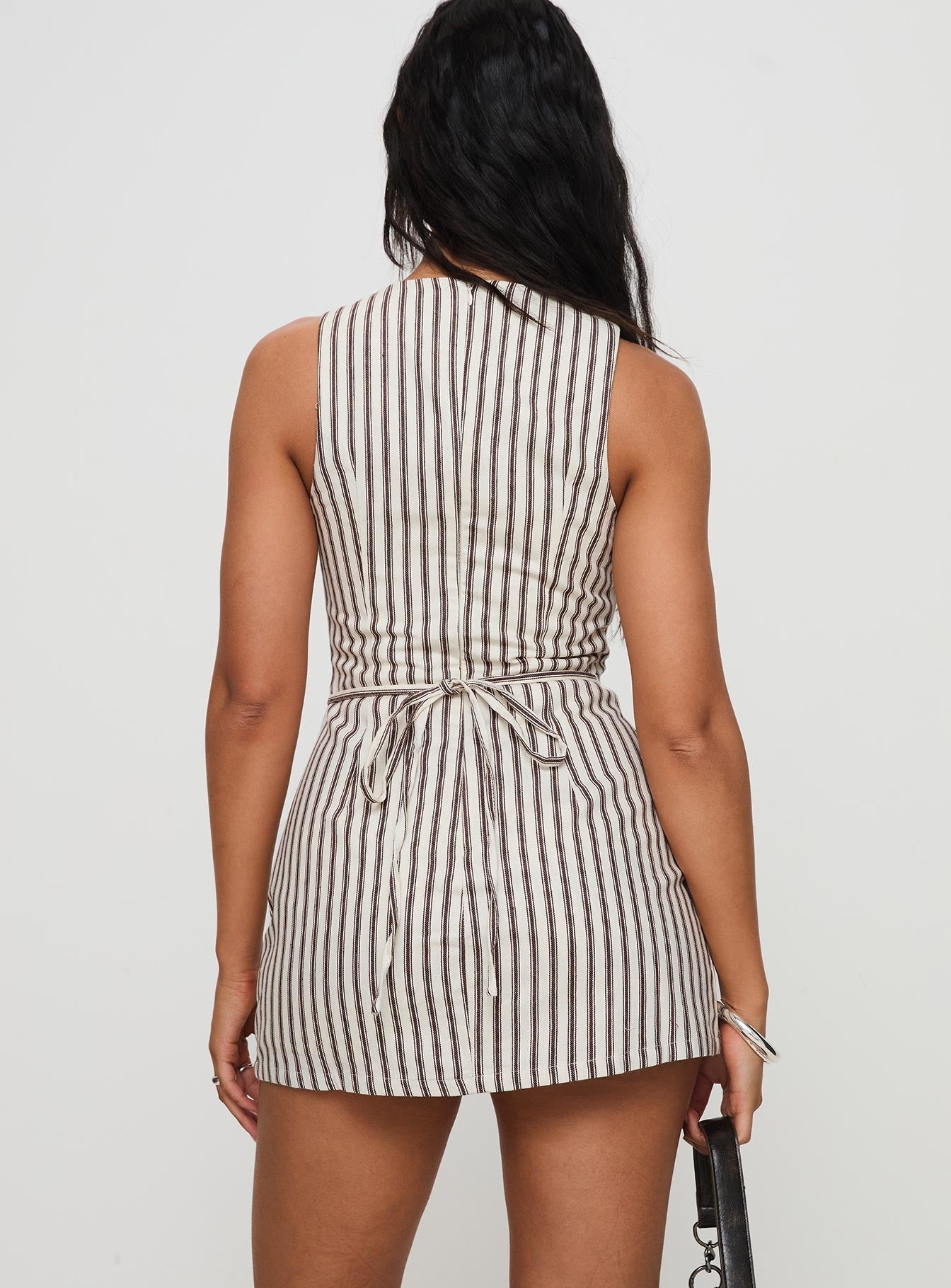 Yumiko Playsuit Brown Stripe Petite