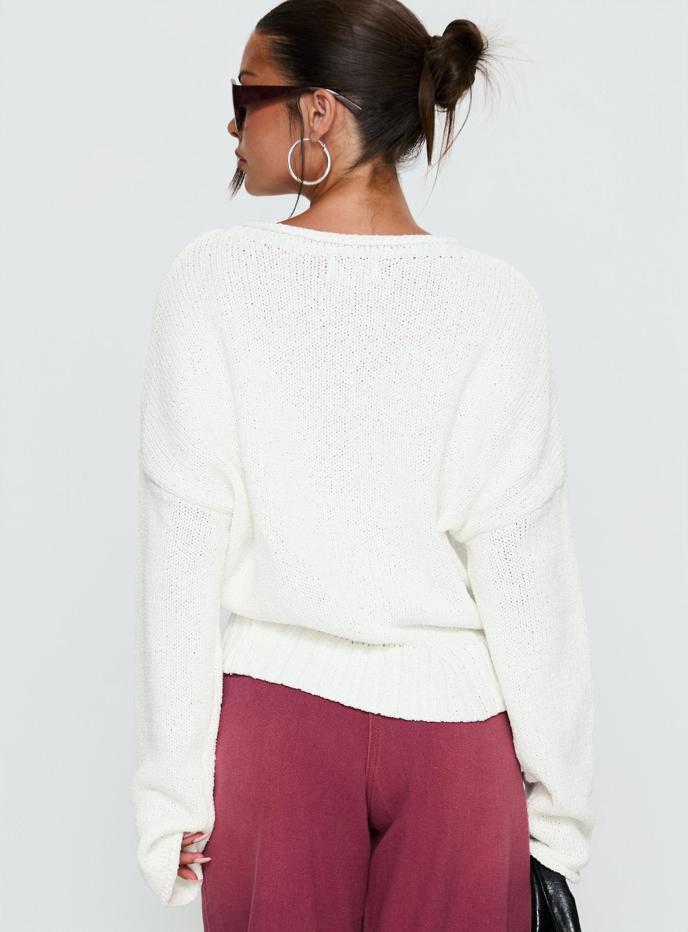 Reannon Wide Neck Knit Jumper White