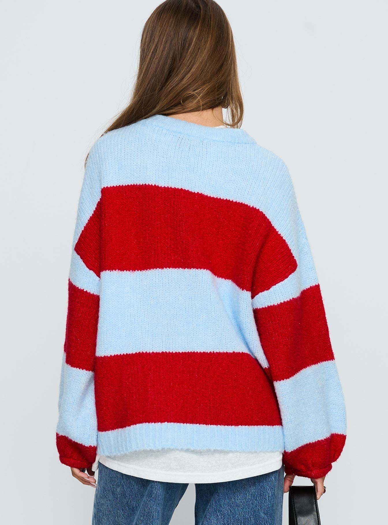 Bastien Crew Neck Knit Jumper Blue / Red