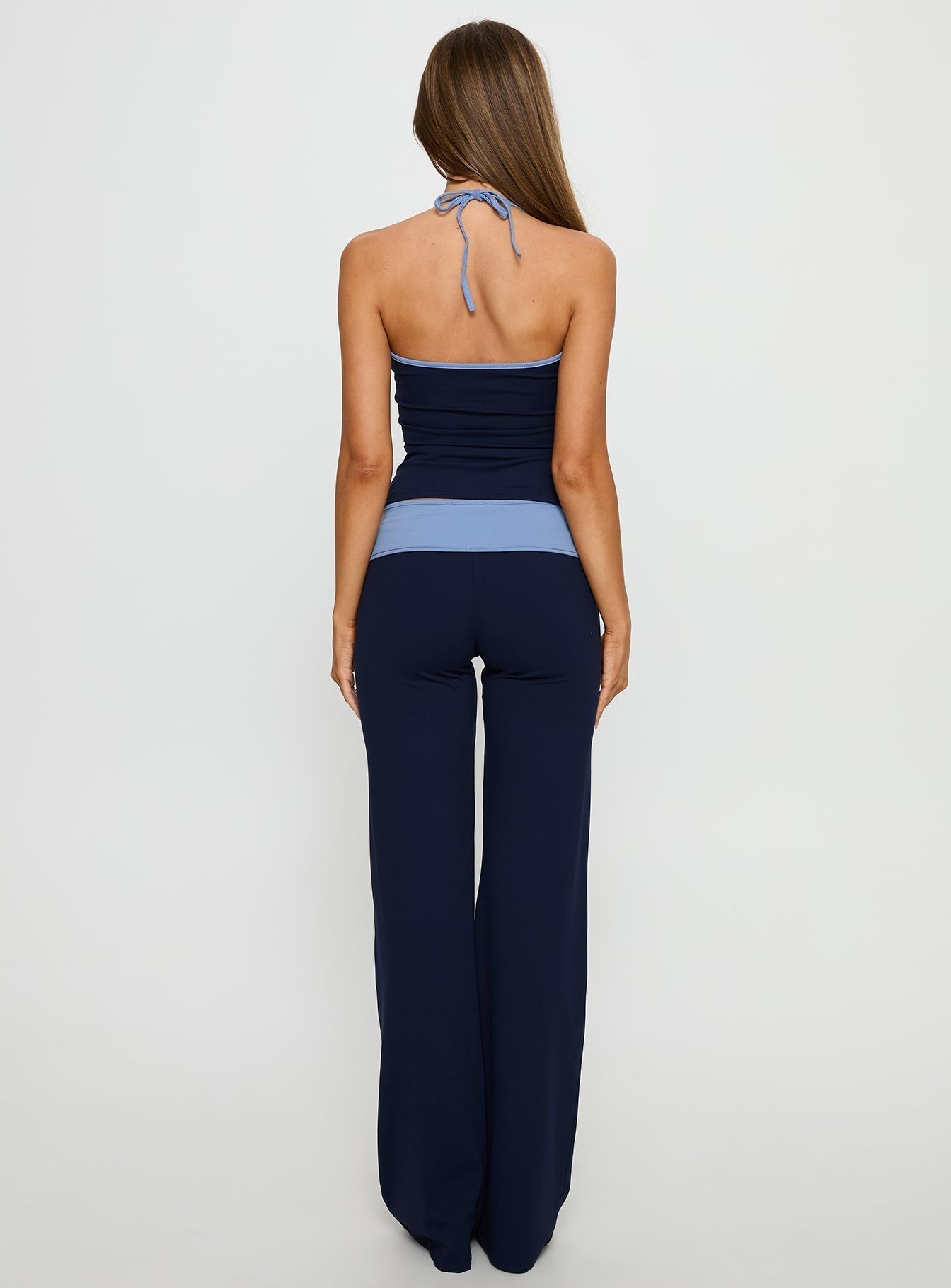 Kobee Jersey Flare Trousers Navy / Light Blue