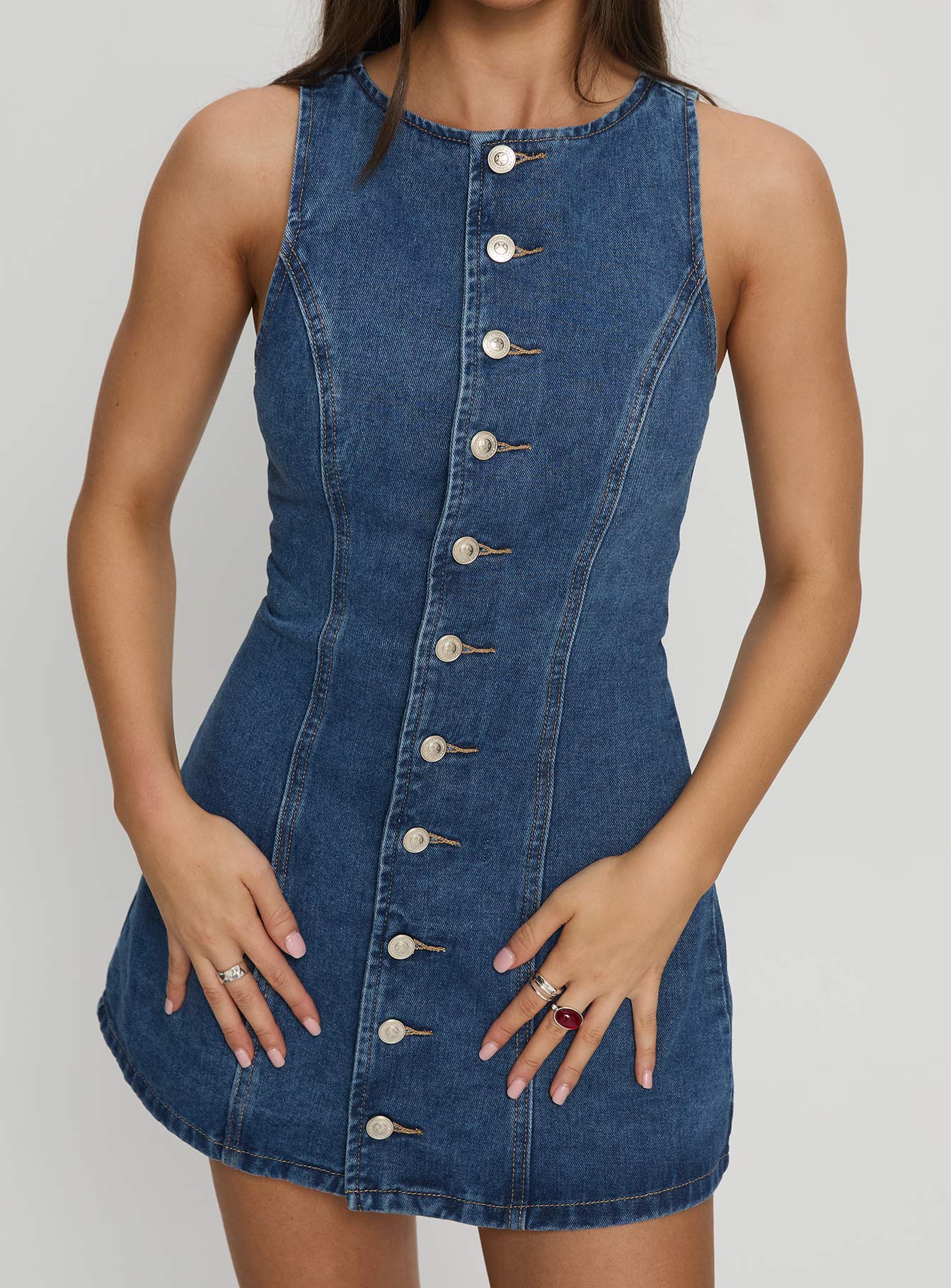 Yumiko Denim Playsuit Mid Wash