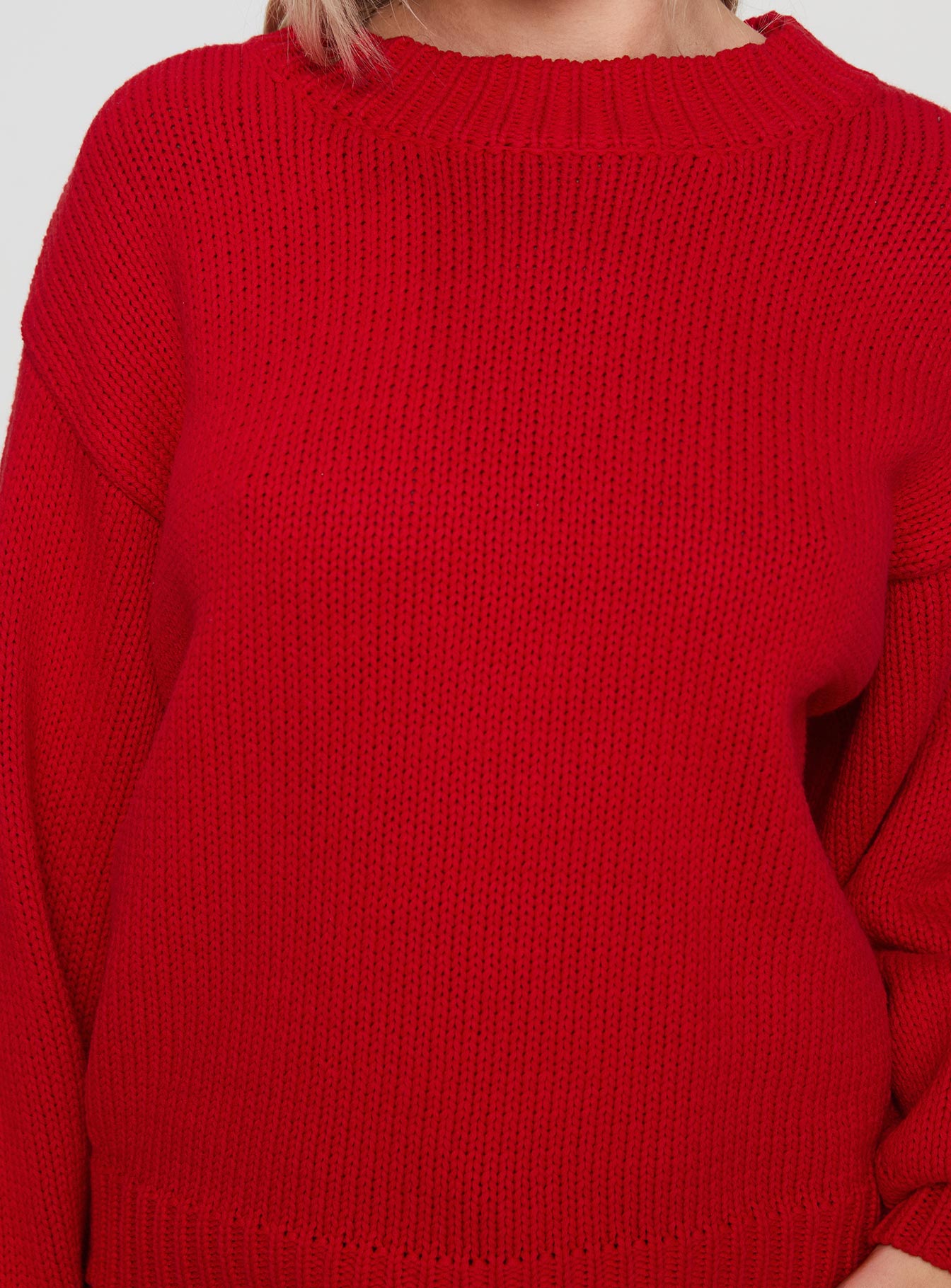 Harmony Balloon Sleeve Knit Jumper Red