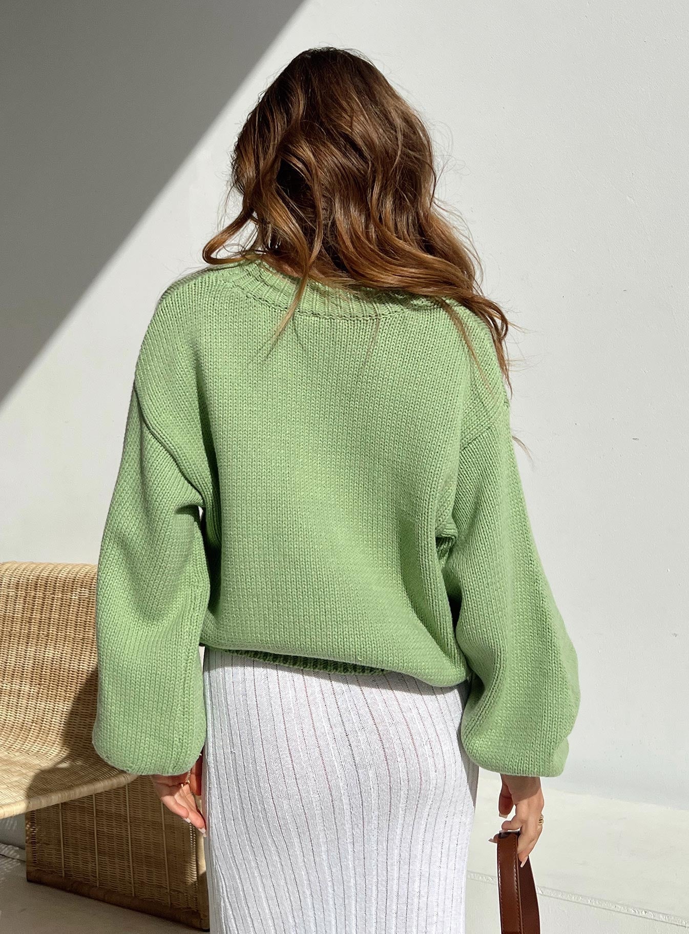 Harmony Balloon Sleeve Knit Jumper Sage