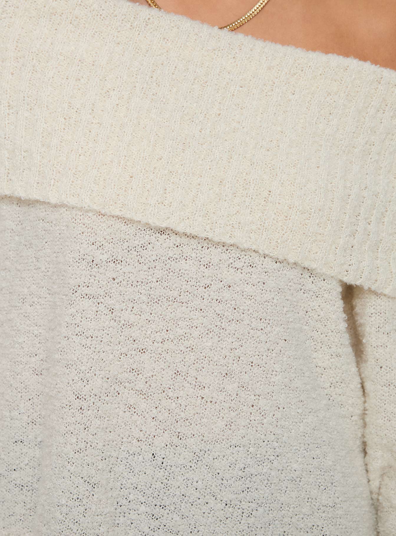 Parkley Boucle Off The Shoulder Jumper Cream