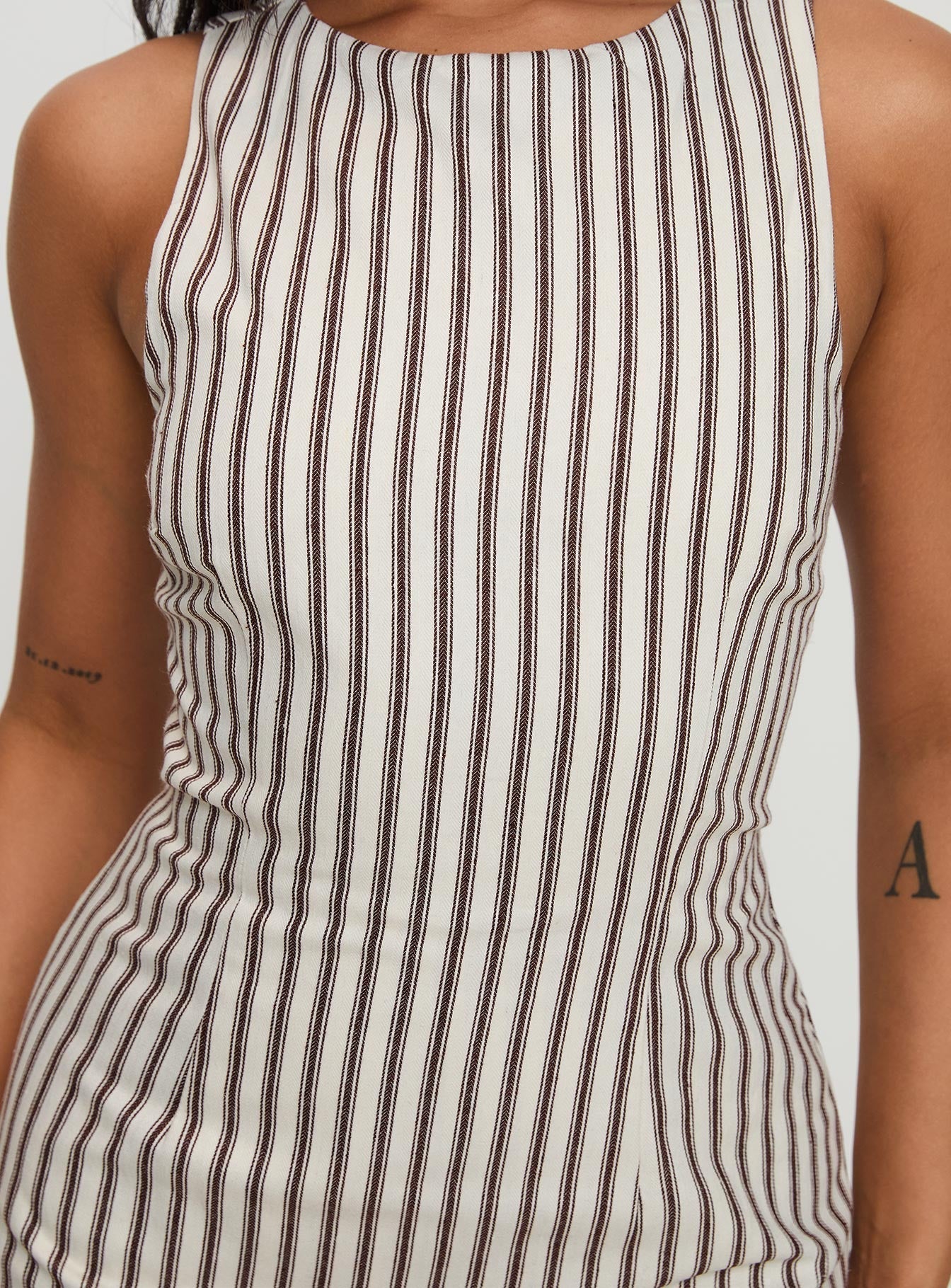 Yumiko Playsuit Brown Stripe Tall