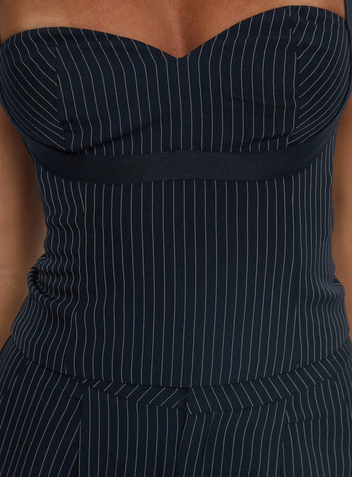 Conjunto Briana con rayas finas azul marino