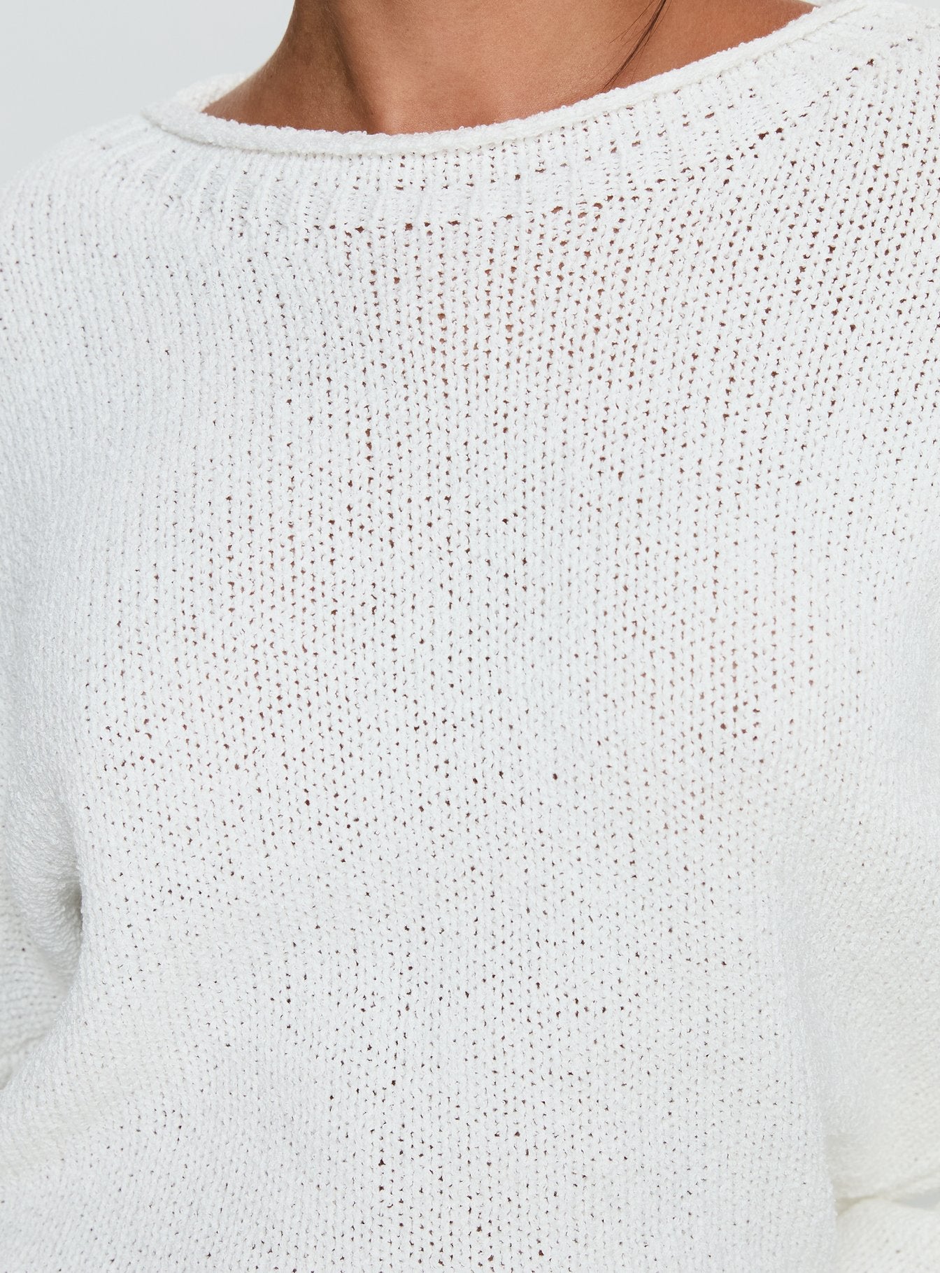 Reannon Wide Neck Knit Jumper White