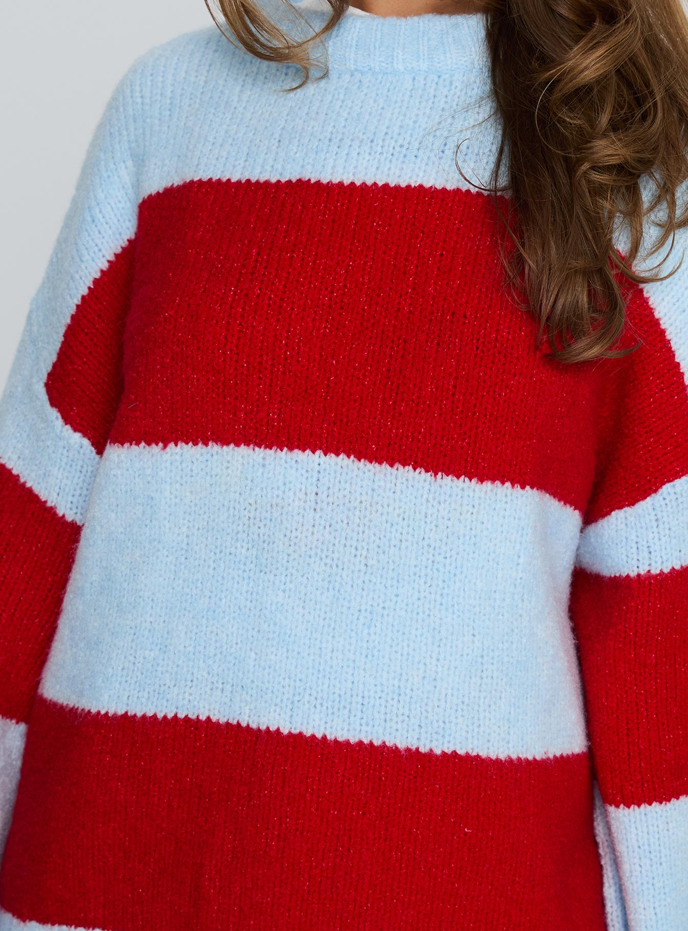 Bastien Crew Neck Knit Jumper Blue / Red