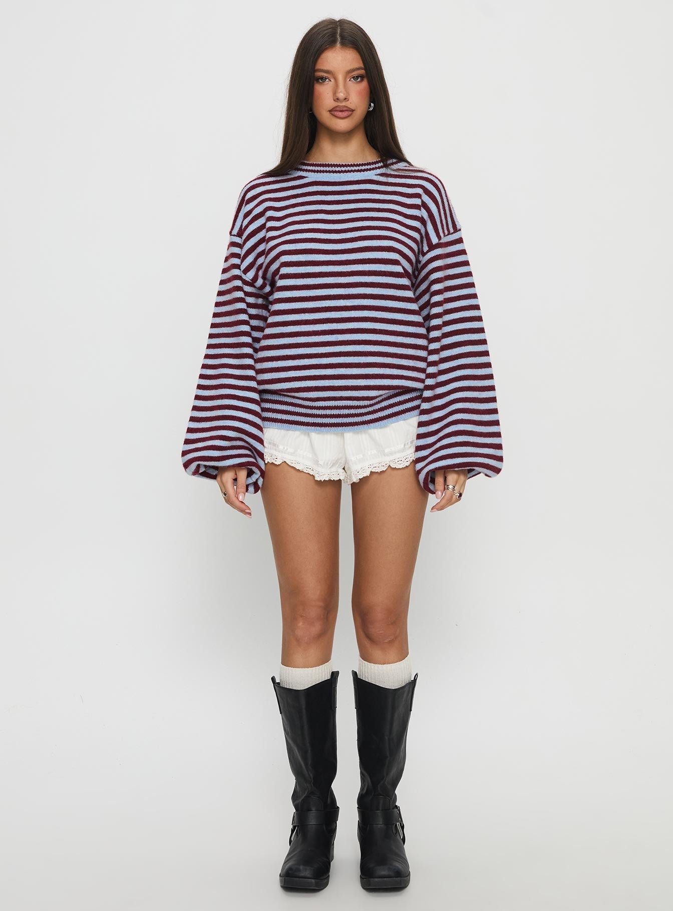 Winter Stroll Knit Jumper Blue Stripe