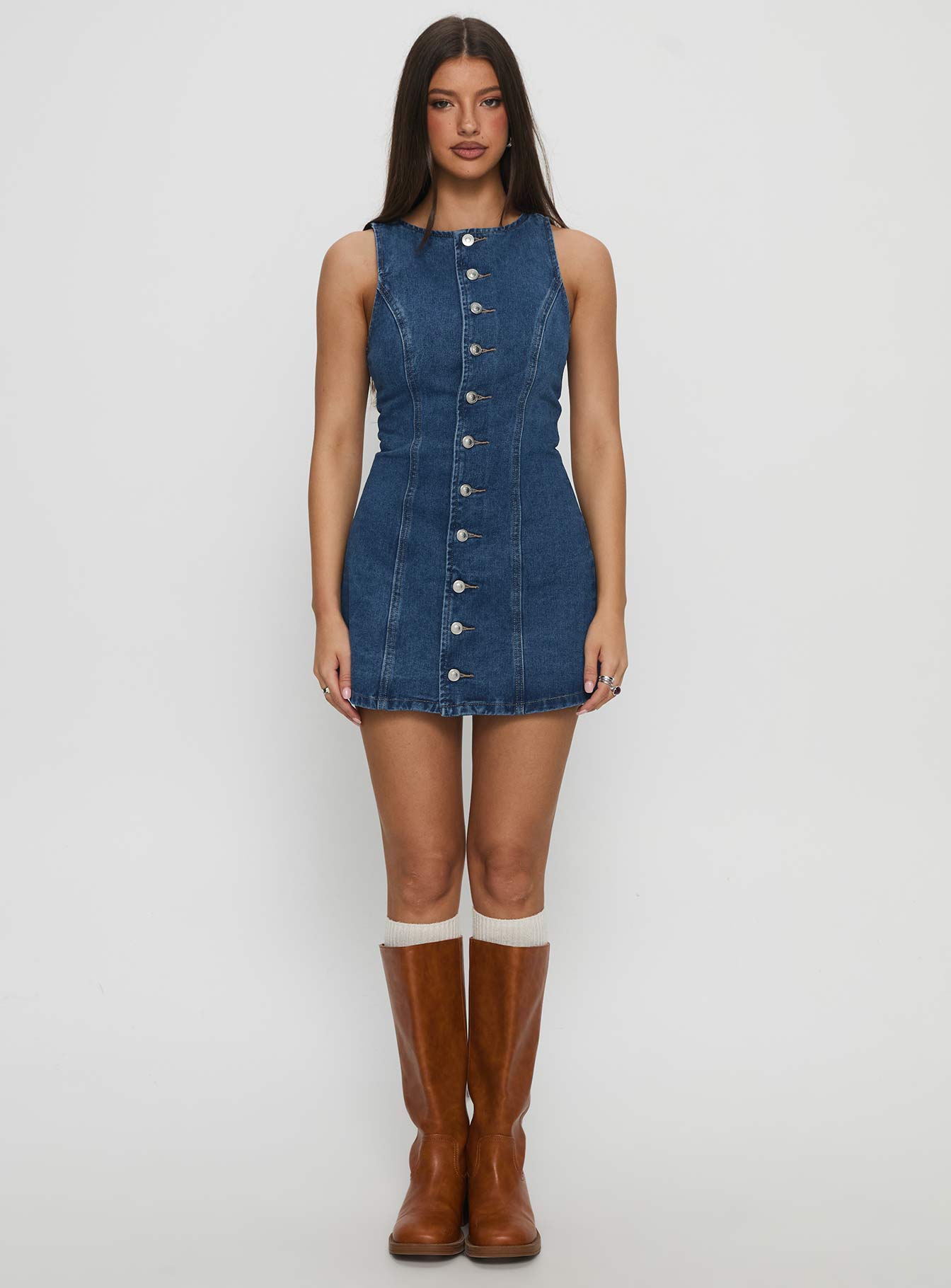 Yumiko Denim Playsuit Mid Wash
