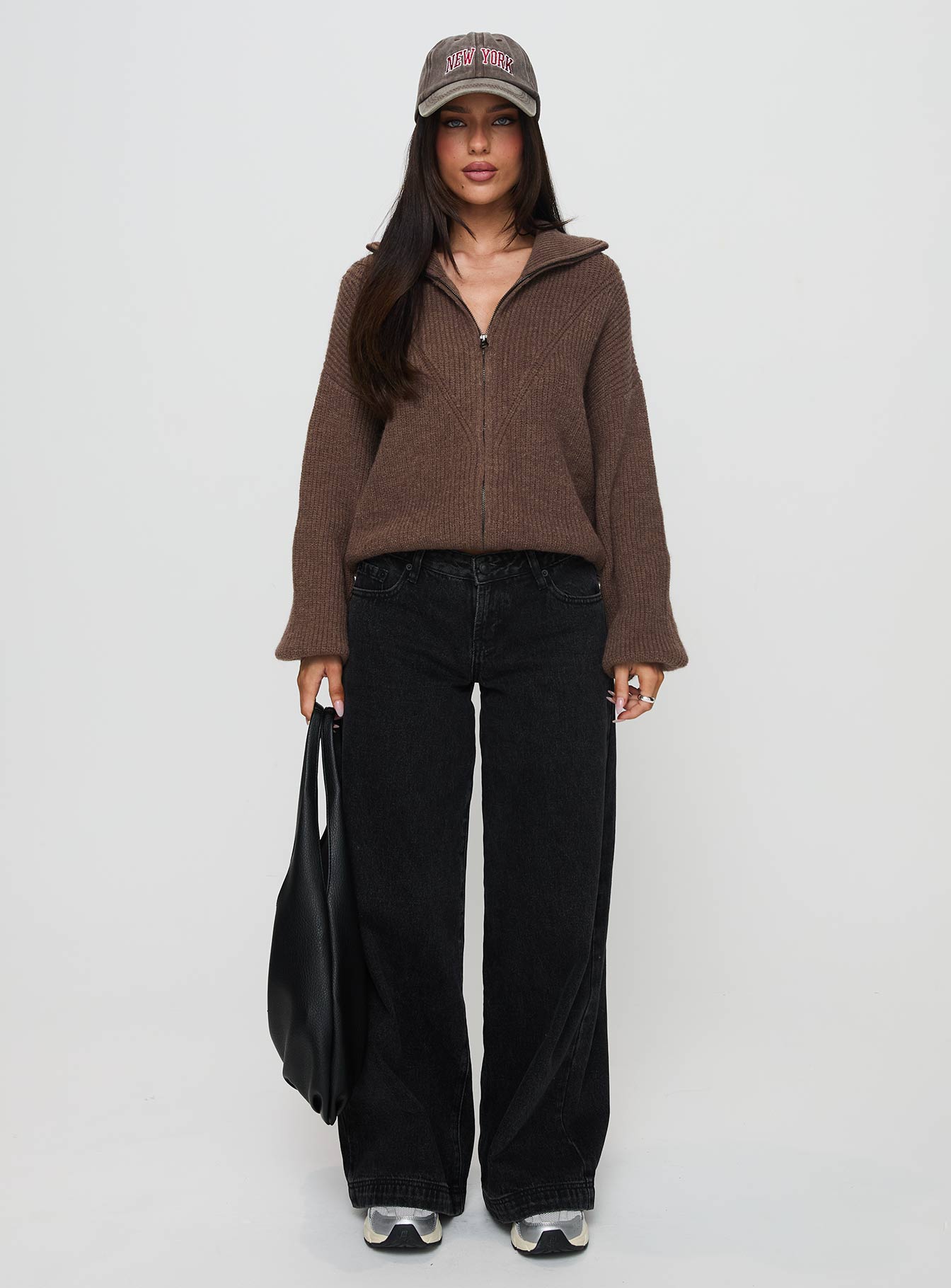 Hertford Zip Through Knit Jumper Brown