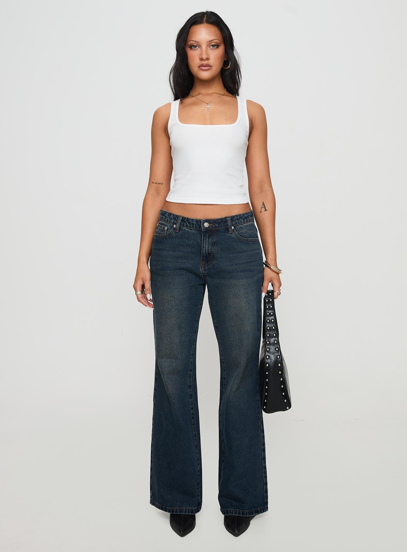 Baseline Square Neck Rib Vest Top White