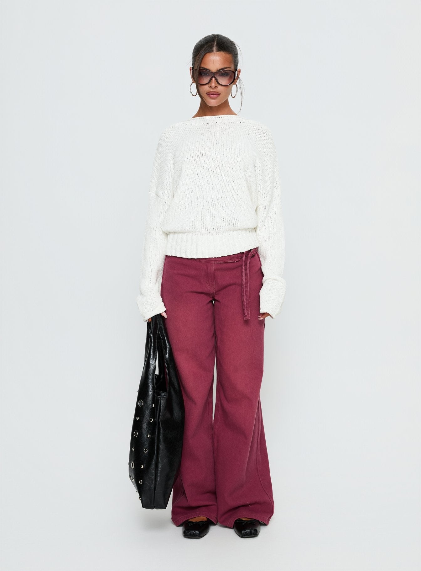 Reannon Wide Neck Knit Jumper White
