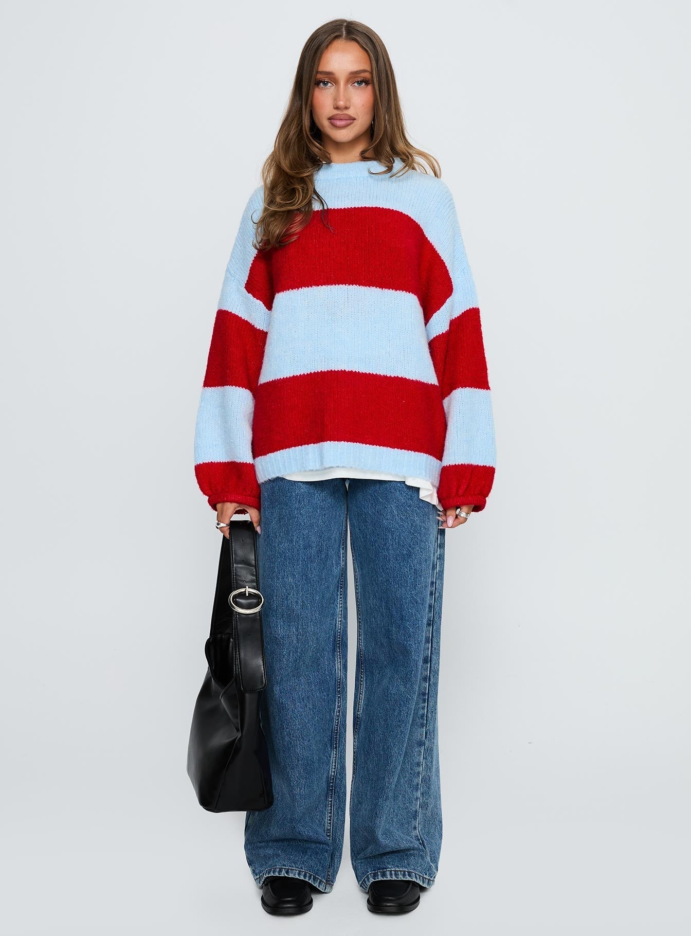 Bastien Crew Neck Knit Jumper Blue / Red