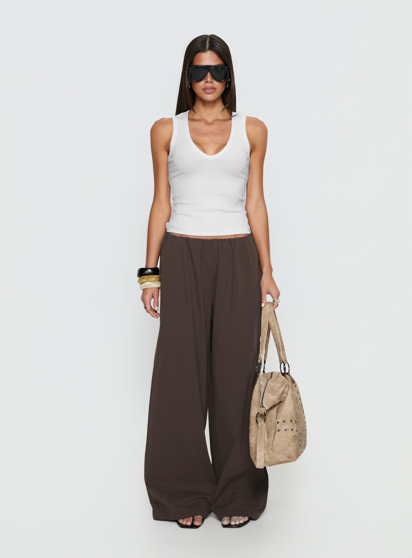 Lunea Concealed Waistband Trousers Brown