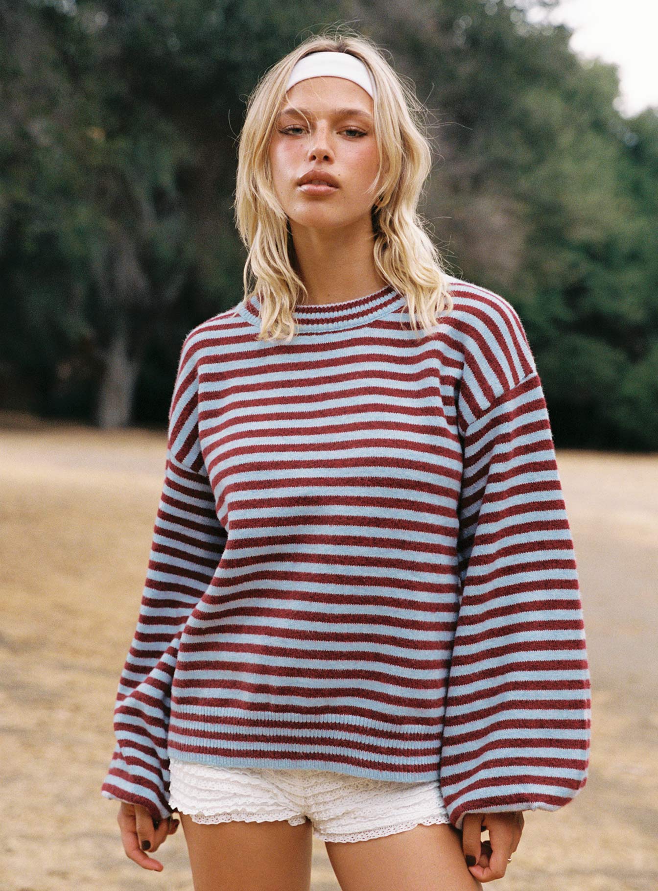 Winter Stroll Knit Jumper Blue Stripe