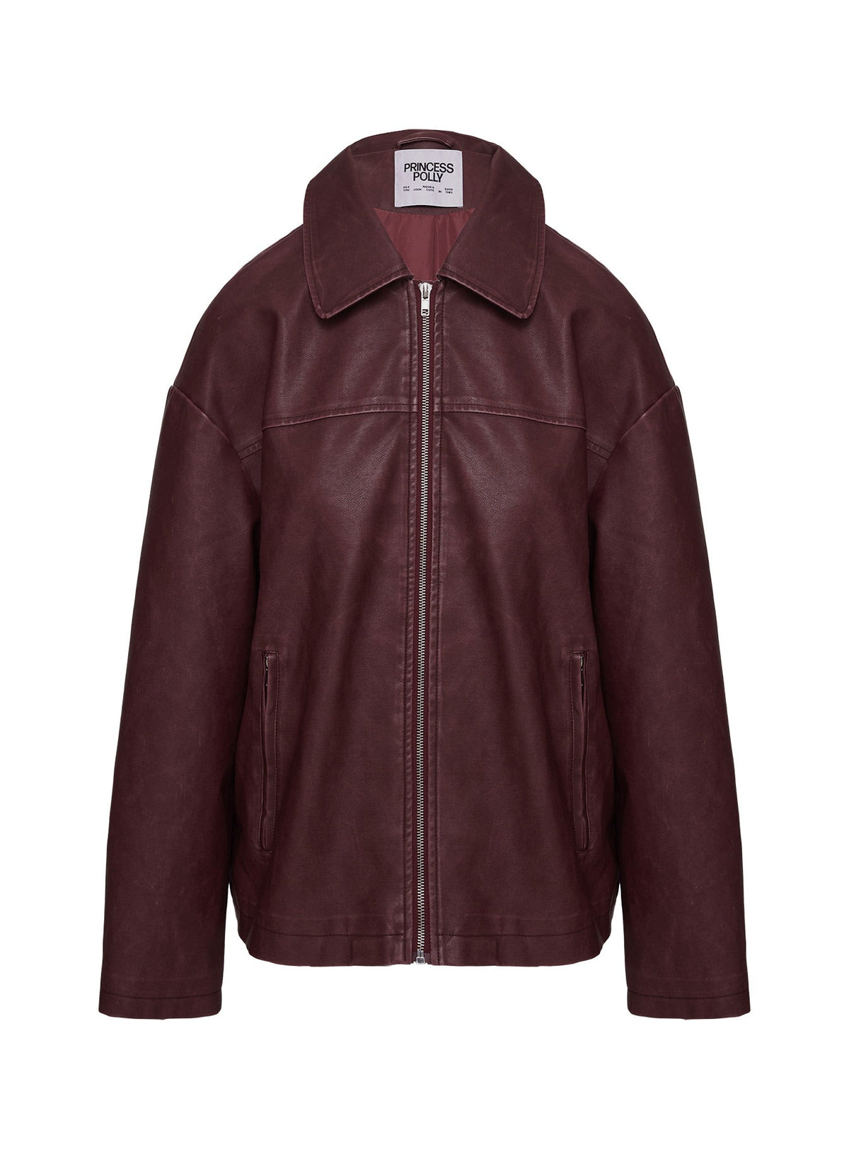Napoleon Faux Leather Jacket Burgundy